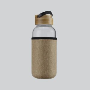 Eco Sleeve Glass Bottle With Bamboo Lid