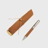 Eco-neutral Metal Pen with Recycled Leather Barrel - Image 5