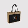 Jute Bag with Canvas Pocket - Image 2
